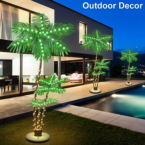Silky Flower Store LED Illuminated Palm Tree, Waterproof Tropical Indoor Outdoor Decor, Warm White 8 Mode, 6FT 5 5 Product: PINPON 6FT LED Illuminated Palm Tree– Outdoor/Indoor Waterproof Fake Palm Tree Decor for Christmas, Tiki Parties, Poolside, Patio, and Tropical Themes