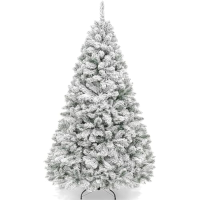 Product: Fenbeli 6ft Flocked Christmas Tree, Premium Artificial Snow Xmas Tree with 1000 Branch Tips, Metal Hinges & Foldable Base for Home, Office and Party Decoration