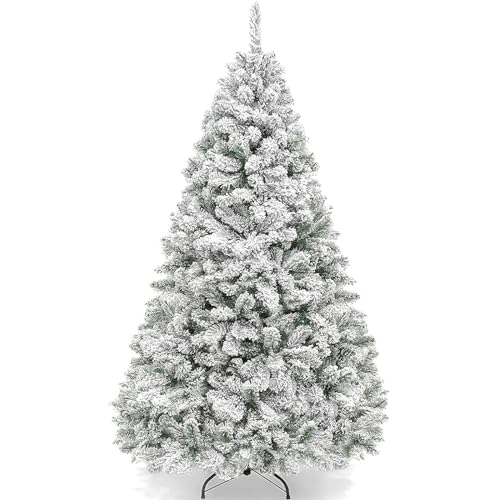 Fenbeli 6ft Flocked Christmas Tree, Premium Artificial Snow Xmas Tree with 1000 Branch Tips, Metal Hinges & Foldable Base for Home, Office and Party Decoration - Artificial Flower Arrangements Product: Fenbeli 6ft Flocked Christmas Tree, Premium Artificial Snow Xmas Tree with 1000 Branch Tips, Metal Hinges & Foldable Base for Home, Office and Party Decoration
