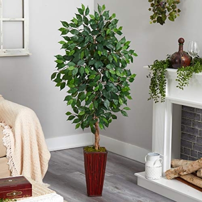 Product: Nearly Natural 5ft. Ficus Artificial Tree in Bamboo Planter