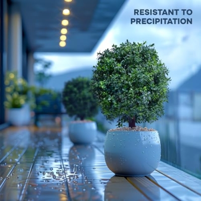 Product: FLORAMUSE Artificial Plants Indoor Outdoor - Set of 2 Topiary Boxwood Trees – 24” High Pre-Potted Faux Trees - Plant Decor for Front Porch Home Office - Topiary Ball
