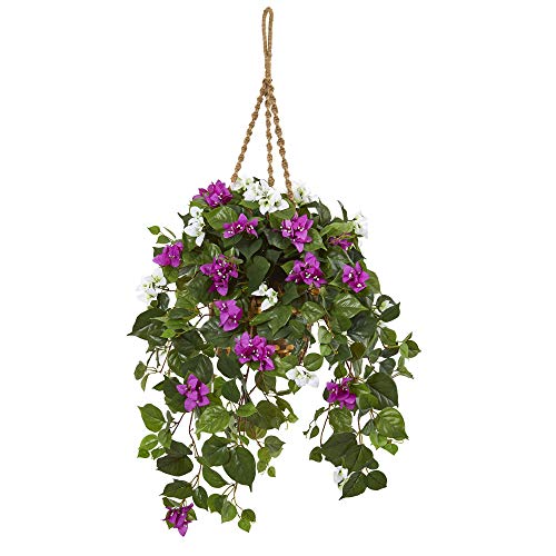 Nearly Natural 30in. Mixed Bougainvillea Artificial Plant Hanging Basket - Artificial Flower Arrangements Product: Nearly Natural 30in. Mixed Bougainvillea Artificial Plant Hanging Basket