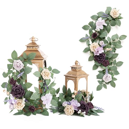 Ling's Moment 6Pack 2ft Artificial Flowers Garland Lavender Purple Lantern Flower Centerpieces Lilac Wedding Aisle Decor Chair Flowers Arch Floral for Signs DIY Table Wall Window Cake Decoration - Artificial Flower Arrangements Product: Ling's Moment 6Pack 2ft Artificial Flowers Garland Lavender Purple Lantern Flower Centerpieces Lilac Wedding Aisle Decor Chair Flowers Arch Floral for Signs DIY Table Wall Window Cake Decoration