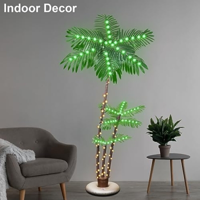 Silky Flower Store LED Illuminated Palm Tree, Waterproof Tropical Indoor Outdoor Decor, Warm White 8 Mode, 6FT 11 11 Product: PINPON 6FT LED Illuminated Palm Tree– Outdoor/Indoor Waterproof Fake Palm Tree Decor for Christmas, Tiki Parties, Poolside, Patio, and Tropical Themes