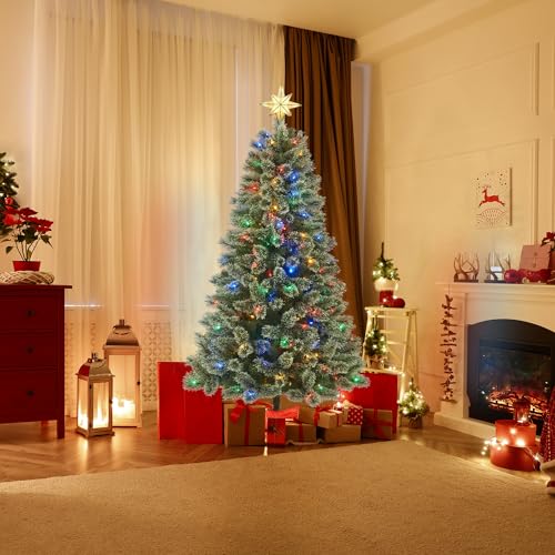 Product: Honeywell 6.5 ft Pre-Lit Christmas Tree, Frances Cashmere Artificial Christmas Tree with 250 Color Changing LED Lights, Xmas Tree with 811 PVC/Cashmere Tips, Tree Top Connector, UL Certified