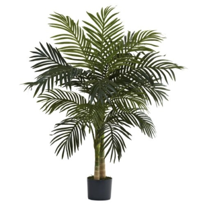 Product: Nearly Natural Potted or Hanging Artificial Boston Fern | Fake Plant, Green, 48 Inch, Set of 2 & 5357 4ft. Golden Cane Palm Tree,Green
