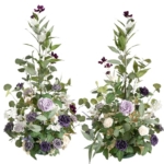 Product: Ling's Moment 41" Tall Free Standing Artificial Flowers Arrangements 2 pcs Wedding Arch Altar Stage Decorations Lilac Gold for Ceremony Reception Rose Fake Floral Party Outdoor Centerpieces Decor