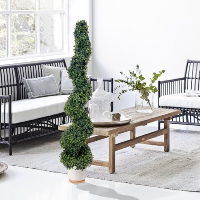 Product: ROOMTEC 4FT Artificial Spiral Boxwood Topiary Tree Front Porch Decor Tree Potted Large Faux Plant in Cement-Filled Plastic Pot Faux Topiary Trees for Indoor Outdoor Home Front Porch Decor