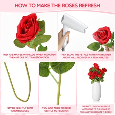 Silky Flower Store Artificial Roses, Long Stem Silk Flowers, Red, 100 Pieces, Faux Crimson Rose Bouquet, 20in 10 10 Product: Jexine 100 Pieces Artificial Roses Flowers Bulk, Long Stem Realistic Fake Silk Roses Bouquet for Table Centerpiece Vases Wedding Party Home Kitchen Decor (Red)