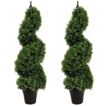 Product: 35 inch/2.95 ft Outdoor Boxwood Spiral Faux Topiary Trees, Artificial topiaries Tree with Black Pot,Set of 2