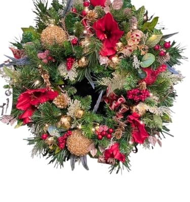 Product: Luxury Red Amaryllis Artificial Flower Wreath - Fast Sleep DIY Christmas Home Decor for Parties