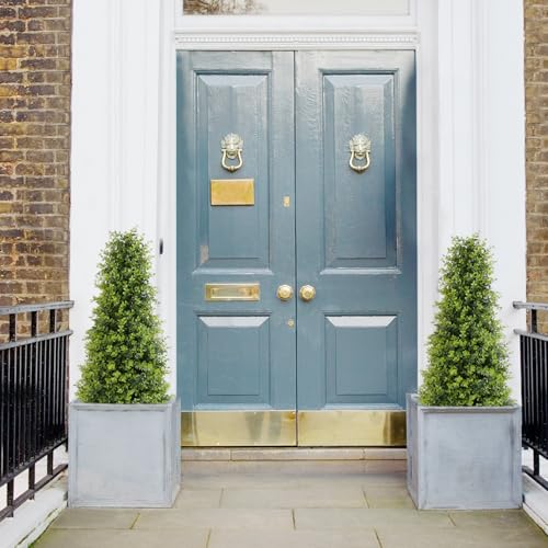 Product: Binnny Flower 3ft Artificial Boxwood Topiary Trees, Set of 2 – UV Resistant Faux Evergreen Shrubs and Bushes for Outdoor Planters, Realistic Fake Plants for Front Porch Outside Patio Yard, 3 Foot Tall