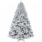 Product: Hykolity 7.5 ft Snow Flocked Artificial Christmas Tree with Pine Cones, 1446 Tips, Metal Stand and Hinged Branches