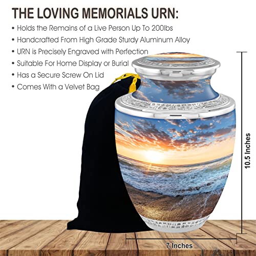 Silky Flower Store Seashore Sunset Cremation Urn, Adult Ashes Burial Urn, Handcrafted Decorative Urn, 200lbs, 32.5cm 2 2 Product: Seashore Sunset Cremation Urns for Adult Ashes Male Female - 200lbs Burial Urns for Human Ashes - Handcrafted Funeral Decorative Urns for Ashes Adult Male with Velvet Bag