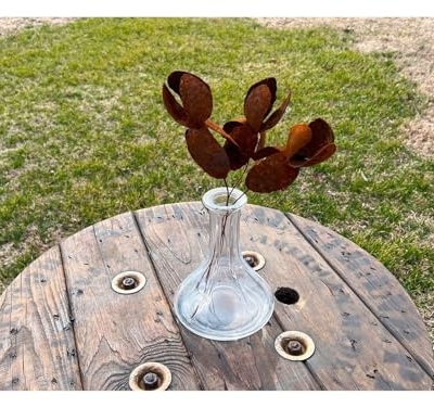 Product: shibaoli Plastic Artificial Flower, Rusted Iris 3-Piece Set, Rustic Ironwork - Industrial Handcrafted Sculpture - Unique Quality Weathered Finish (Rusted Iris, 4 inches),Table Setting