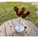 Product: Rusted Iris 3-Piece Set: Handcrafted Industrial Artificial Flowers for Outdoor Decoration - Unique Weathered Finish