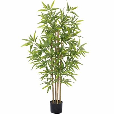 Product: Softflame 4ft Bamboo Artificial Tree, Faux Bamboo Plant, Real Touch Technology, Artificial Plant with 4 Trunks, Ideal for Home Office Indoor Decoration