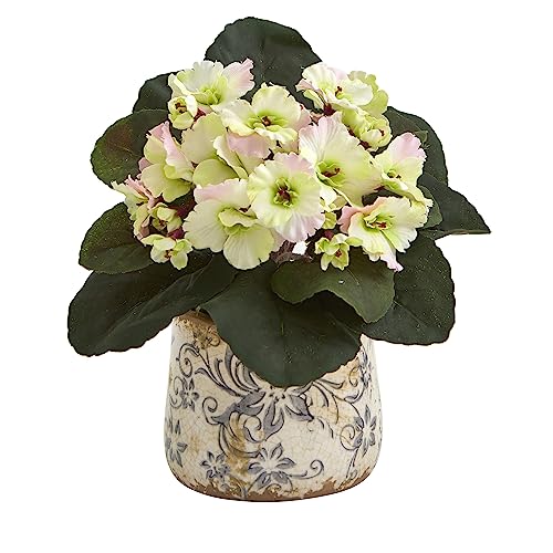 Product: Nearly Natural 8in. African Violet Artificial Plant in Floral Design Vase (Set of 2)
