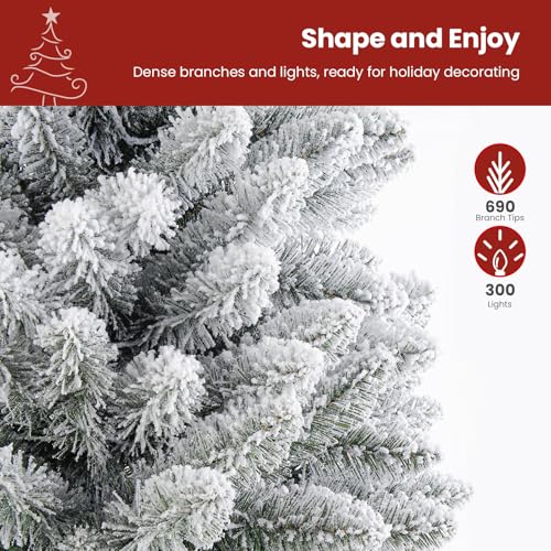 Product: SHareconn 7.5ft Prelit Snow Flocked Slim Pencil Christmas Tree - Warm White Lights & Full Branch Tips for Festive Holiday Decor