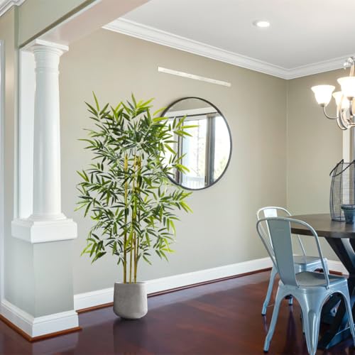 Product: Warmplants Artificial Bamboo Tree, 6ft Tall Natural Bamboo Trunk Fake Greenery Plant with Basket, Indoor Outdoor Large Silk Leaves Faux Tree for Home Office Décor