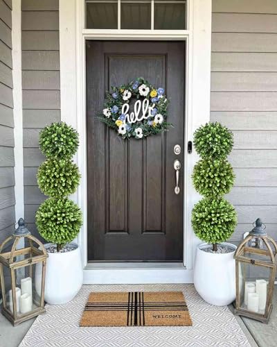 Product: Fomlily 2 Pack Artificial Boxwood Topiary Trees, 3ft Topiary Ball Trees with Planter for Front Door Porch Decor, Indoor/Outdoor Use