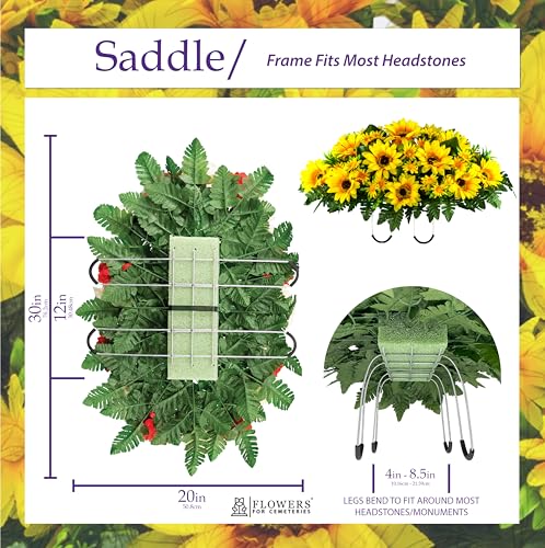 Silky Flower Store Artificial Cemetery Flowers, Yellow Sunflower Grave Saddle, Sympathy Headstone Decoration, 20.5cm 6 6 Product: Sympathy Silks Artificial Cemetery Flowers - Grave Flowers for Cemetery - Yellow Sunflower Saddle for Headstone
