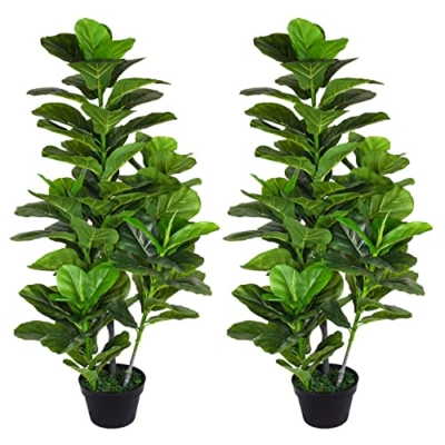 Product: Fiddle Leaf Fig Tree 4ft Artificial Tree in Pot, 2 Pack Faux Ficus Lyrata with Realistic Leaves, Fake Ficus Trees Artificial Plant for Home Living Room Indoor Outdoor Decor