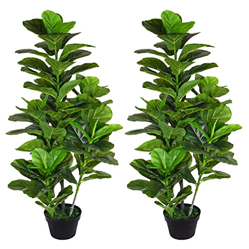 Product: Fiddle Leaf Fig Tree 4ft Artificial Tree in Pot, 2 Pack Faux Ficus Lyrata with Realistic Leaves, Fake Ficus Trees Artificial Plant for Home Living Room Indoor Outdoor Decor