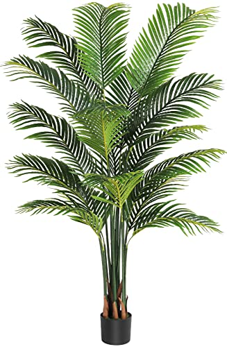 VIAGDO Artificial Fake Palm Tree 6ft Tall with 16 Detachable Trunks Faux Tropical Palm Silk Plant Feaux Dypsis Lutescens Plants in Pot for Home Office Living Room Floor Decor Indoor - Artificial Flower Arrangements Product: VIAGDO Artificial Fake Palm Tree 6ft Tall with 16 Detachable Trunks Faux Tropical Palm Silk Plant Feaux Dypsis Lutescens Plants in Pot for Home Office Living Room Floor Decor Indoor
