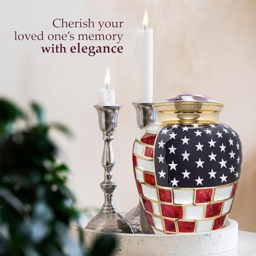 Product: Trupoint Memorials Cremation Urns for Human Ashes, Military and Patriotic Decorative Burial Urn for Veteran Adult Men and Women, Large Bronze