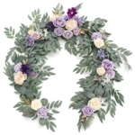 Product: Ling's Moment Flower Garland - 6FT Eucalyptus & Rose - Sweetheart Table Decor for Wedding Reception, Artificial Floral Garland for Mantle, Thanksgiving, Christmas Decoration, Lilac & Lavender