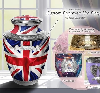 Product: UK Flag Cremation Urn for Human Ashes for Funeral, Burial or Home. Cremation Urns for Ashes Adult Male Large Urns for Dad and Cremation Urns for Human Ashes XL Large & Small Military & Veteran