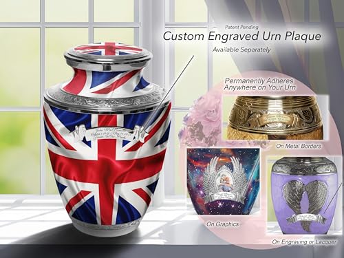 Product: UK Flag Cremation Urn for Human Ashes for Funeral, Burial or Home. Cremation Urns for Ashes Adult Male Large Urns for Dad and Cremation Urns for Human Ashes XL Large & Small Military & Veteran