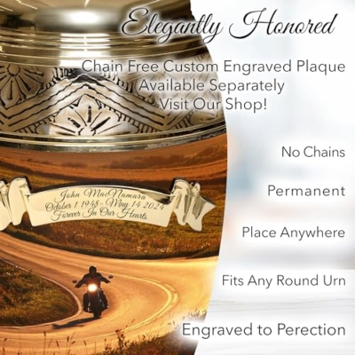 Silky Flower Store Highway to Heaven Cremation Urn for Ashes, Adult Male Personalized Human Ashes, Biker Sunset Memorial Urn, 20.5cm 15 15 Product: Highway to Heaven Cremation Urn for Ashes Adult Male - Beautifully Handcrafted & Personalized Cremation Urns for Human Ashes Adult Man