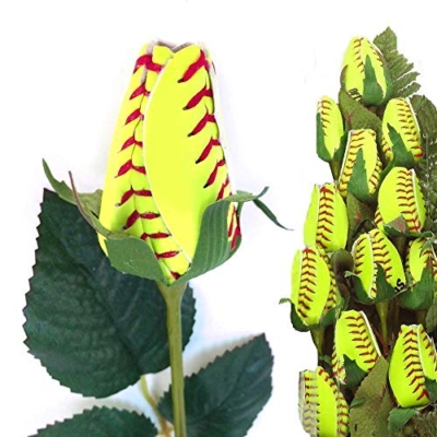 Product: Softball Rose (Pack of 12) - Handmade with Authentic Premium Softball Covers, Original Design by Sports Roses