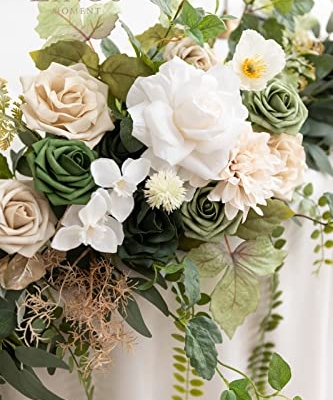 Product: Ling's Moment 9FT Flower Garland for Backdrop Decoration - Wedding Arch Flowers, Eucalyptus & Rose, Artificial Floral Garland for Mantle - Sweetheart Table Decor for Ceremony, Christmas, Emerald Tawny