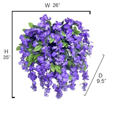 Silky Flower Store Artificial Lavender Wisteria Hanging Plants, 2pcs 15 Stem Purple Faux Florals, Wedding Garden Decor, UV Resistant 32.5cm 9 9 Product: Admired By Nature 2pcs 15 Stem Lavender Wisteria Hanging Plants - Perfect for Outdoor Decor, Weddings, Gardens, and Graves
