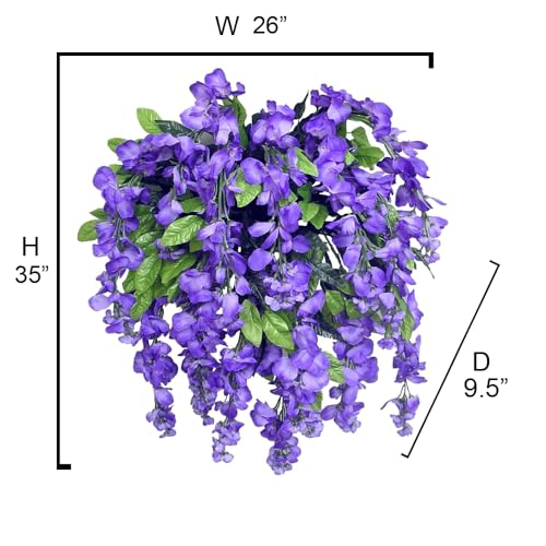 Silky Flower Store Artificial Lavender Wisteria Hanging Plants, 2pcs 15 Stem Purple Faux Florals, Wedding Garden Decor, UV Resistant 32.5cm 1 1 Product: Admired By Nature 2pcs 15 Stem Lavender Wisteria Hanging Plants - Perfect for Outdoor Decor, Weddings, Gardens, and Graves