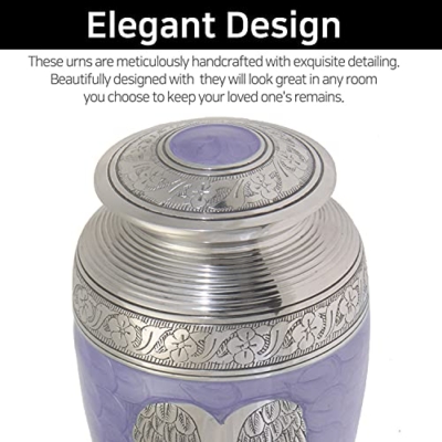 Silky Flower Store Cremation Urn for Human Ashes, Handcrafted Decorative Angel Wing Purple Urn, Memorial Ashes Container, 20.5cm 10 10 Product: LETUSTO Cremation Urn for Human Ashes for Adults, Funeral Burial Handcrafted Decorative Urns with Velvet Bag for Easy Preservation and Portability (Angel Wing-Purple)