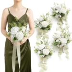Product: Ling's Moment Artificial Flowers Lily of Valley White Bridesmaid Bouquet Set of 4, Green Wedding Flowers Bouquets for Bridesmaids, 7 Inch Bridal Bouquets for Bridesmaids, Wedding, etc