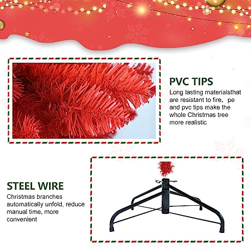Silky Flower Store 7FT Artificial Full Christmas Tree, Unlit Faux Red Christmas Tree, 1066 Branch Tips, 40in Diameter, 7FT 2 2 Product: Maylaviu 7FT Artificial Full Christmas Tree, Unlit - Faux Red Christmas Tree for Front Door, Porch, Entryway Xmas Home Decorations - Fake Xmas Tree with 1066 Branch Tips