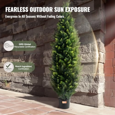 Silky Flower Store Artificial Cedar Topiary Tree, Faux Evergreen Plant, 48 inch Tall, 2 Pieces 12 12 Product: VEVOR Artificial Cedar Topiary Tree, 48 inch Tall (2 Pieces), with Extra Leaves & Pot Faux Evergreen Fake Pine Cypress Trees Plant, UV Rated Artificial Greenery Set for Home Decor Indoor/Outdoor