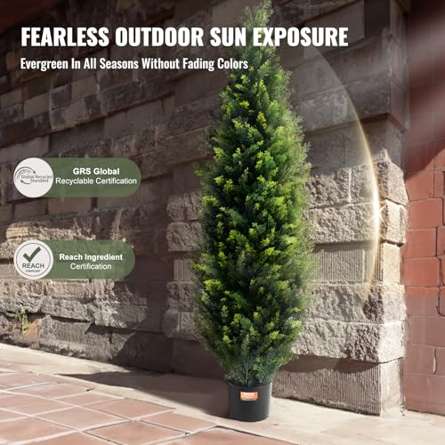 Silky Flower Store Artificial Cedar Topiary Tree, Faux Evergreen Plant, 48 inch Tall, 2 Pieces 2 2 Product: VEVOR Artificial Cedar Topiary Tree, 48 inch Tall (2 Pieces), with Extra Leaves & Pot Faux Evergreen Fake Pine Cypress Trees Plant, UV Rated Artificial Greenery Set for Home Decor Indoor/Outdoor