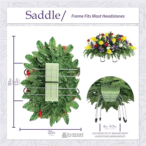Silky Flower Store Artificial Cemetery Flowers, Sympathy Silks Red Yellow Wildflower Bouquets, Matching Tombstone Saddle, UV Resistant 2 Piece Set 32.5cm 3 3 Product: Sympathy Silks Artificial Cemetery Flowers – Realistic Vibrant Wildflowers Outdoor Grave Decorations - Non-Bleed Colors- 2 Red Yellow Wildflower Bouquets, & 1 Matching Saddle