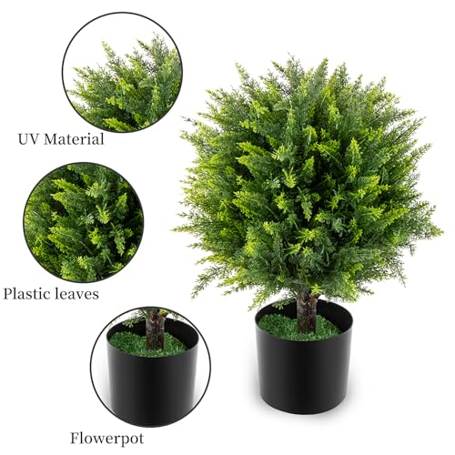 Product: Artificial Topiary Ball Tree 21" Tall - UV Resistant Faux Bush for Outdoor & Indoor Decor | Easy Care, No Assembly Required | Perfect for Porch, Garden, Living Room(Set of 2)