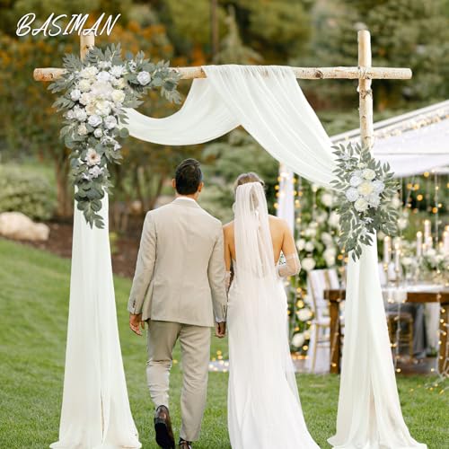 Silky Flower Store Wedding Arch Flower Kit with Drapes, Artificial Roses Backdrop Decoration, Pack of 3, 20.5cm 4 4 Product: BASIMAN Arch Flowers with Drapes Kit (Pack of 3) for Wedding Ceremony Arbor and Reception Backdrop Decoration Wedding Welcome Signs Floral Birthday Party Decoration