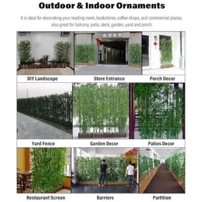 Silky Flower Store Tall Artificial Bamboo Stalks with Leaves, Faux Bamboo Privacy Screen, Indoor Outdoor Greenery, 10 Pieces, 10pcs 14 14 Product: Tall Artificial Bamboo Stalks with Leaves,Faux Bamboo Trees Plants Privacy Screen for Home Office Shop Indoor Outdoor Vase Decor,10pieces