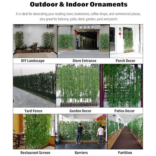 Silky Flower Store Tall Artificial Bamboo Stalks with Leaves, Faux Bamboo Privacy Screen, Indoor Outdoor Greenery, 10 Pieces, 10pcs 5 5 Product: Tall Artificial Bamboo Stalks with Leaves,Faux Bamboo Trees Plants Privacy Screen for Home Office Shop Indoor Outdoor Vase Decor,10pieces