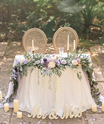 Silky Flower Store 9FT Faux Eucalyptus Willow Garland, Lilac Gold Wedding Arch Mantel Sweetheart Table Decor, 9FT 13 13 Product: Ling's Moment 9FT Flower Garland for Backdrop Decorations - Wedding Arch Flowers, Eucalyptus & Rose, Artificial Floral Garland for Mantel - Sweetheart Table Decor for Ceremony Reception, Lilac & Gold