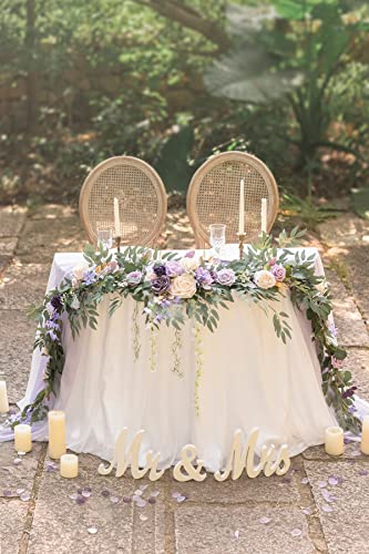 Silky Flower Store 9FT Faux Eucalyptus Willow Garland, Lilac Gold Wedding Arch Mantel Sweetheart Table Decor, 9FT 5 5 Product: Ling's Moment 9FT Flower Garland for Backdrop Decorations - Wedding Arch Flowers, Eucalyptus & Rose, Artificial Floral Garland for Mantel - Sweetheart Table Decor for Ceremony Reception, Lilac & Gold